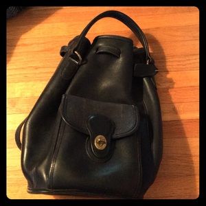 Coach black leather backpack